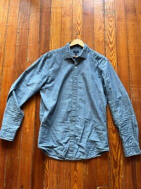 J.Crew Slim Fit Bowery Chambray Button Down Shirt Medium Blue